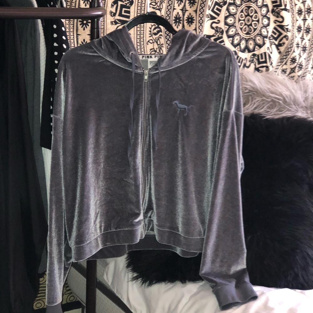 PINK Satin Crop Top Sweater